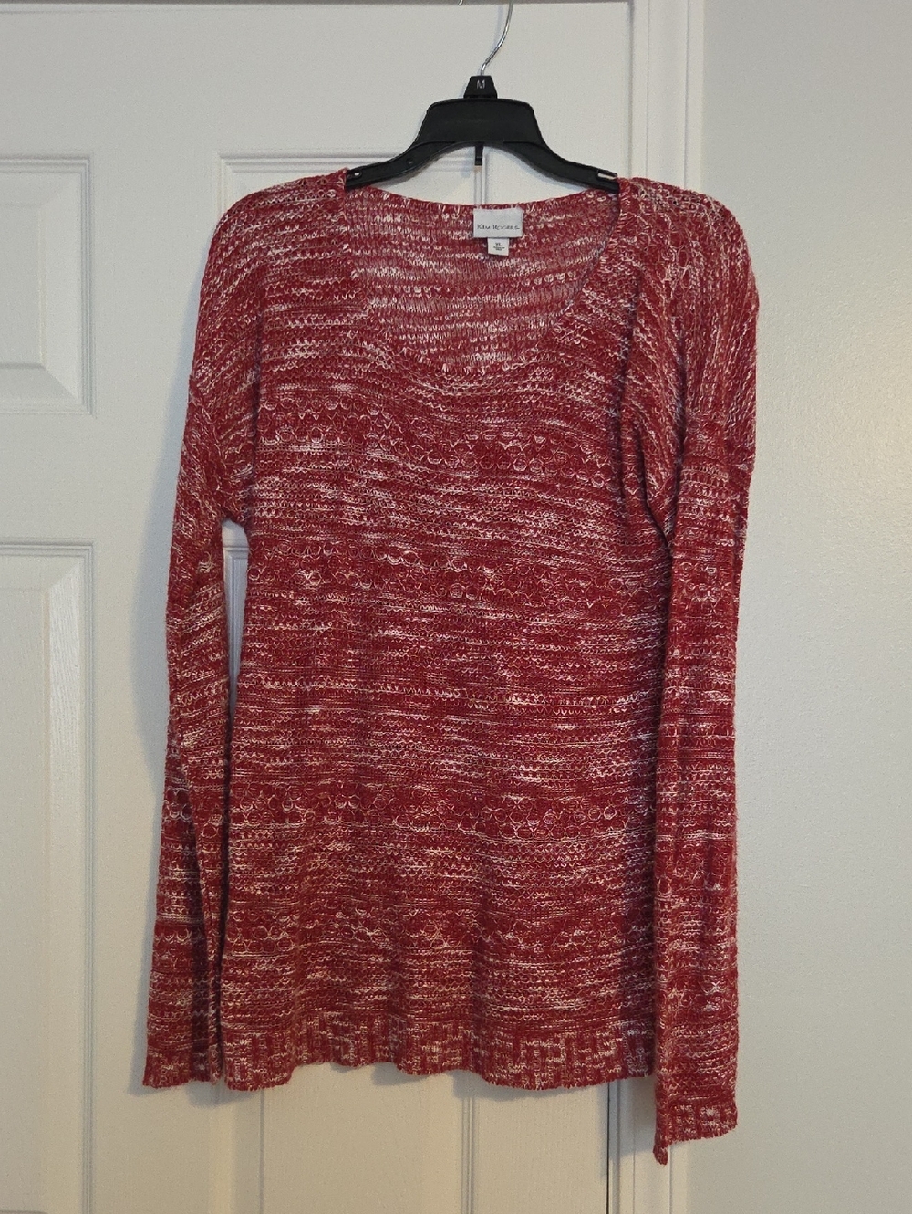 Kim Rogers Red & White Marled Pullover Sweater
